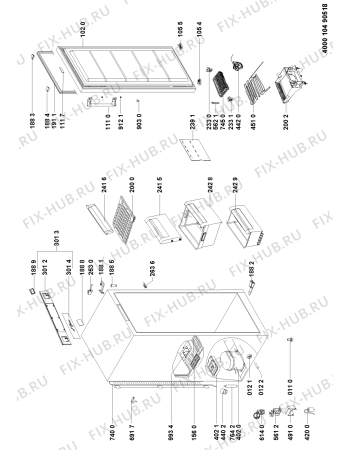 Схема №1 TFN 1631-IB NF с изображением Корпусная деталь для холодильника Whirlpool 481010445831