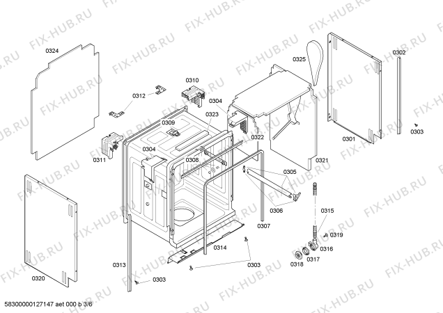 Взрыв-схема посудомоечной машины Bosch SHV98M03UC - Схема узла 03