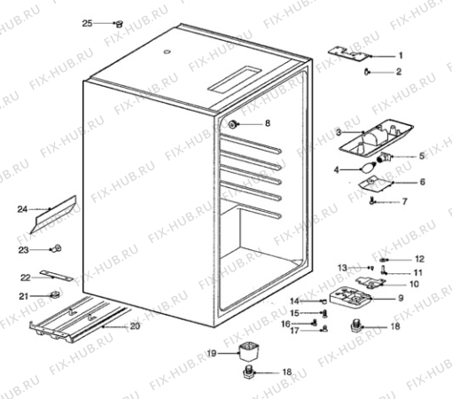 Взрыв-схема холодильника Quelle QL4E-FC - Схема узла Cabinet + armatures