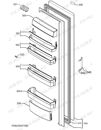 Взрыв-схема холодильника Aeg RKE54021DW - Схема узла Door