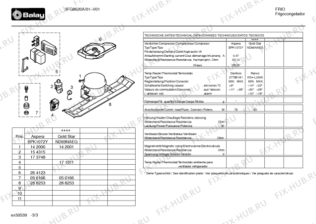 Взрыв-схема холодильника Balay 3FG8620A - Схема узла 03