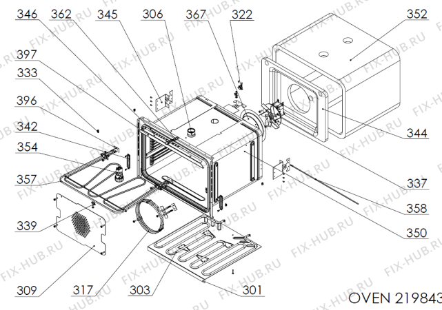 Взрыв-схема вытяжки Gorenje O825 S A46002014 RU   -SS B-I (900000606, A46002014) - Схема узла 02