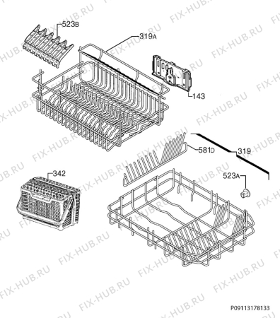 Взрыв-схема посудомоечной машины Electrolux ESL4500LO - Схема узла Basket 160