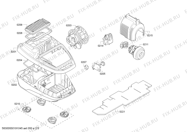 Взрыв-схема пылесоса Bosch BGB7330 Ergomaxx'x - Схема узла 02