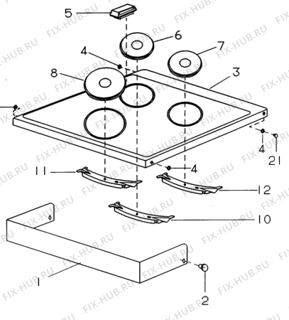 Взрыв-схема комплектующей Electrolux CF5545 - Схема узла H10 Hob