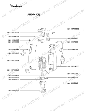 Взрыв-схема блендера (миксера) Moulinex ABD743(1) - Схема узла FP000854.7P2