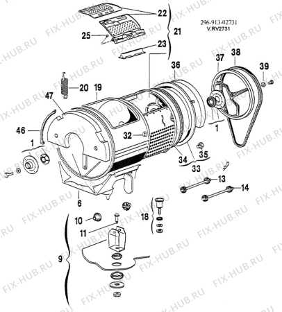 Взрыв-схема стиральной машины Zanussi ZC806X - Схема узла W30 Drum C