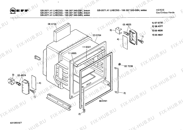 Взрыв-схема плиты (духовки) Neff 195307341 GB-2071.41LHECSG - Схема узла 07