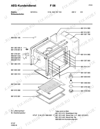 Взрыв-схема плиты (духовки) Aeg 5010B-B   CH - Схема узла Section1