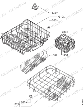 Взрыв-схема посудомоечной машины Zanussi ZD852I - Схема узла Basket 160