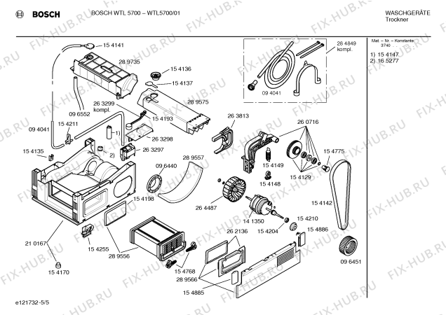 Схема №4 WTL5700 с изображением Вкладыш в панель для электросушки Bosch 00357311