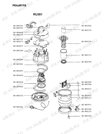 Взрыв-схема пылесоса Rowenta RU361 - Схема узла RU361___.IT1
