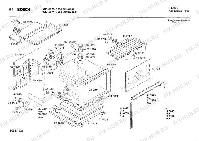 Взрыв-схема плиты (духовки) Bosch 0750842066 HGE652V - Схема узла 02