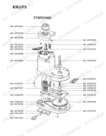 Взрыв-схема кухонного комбайна Krups F7307210(0) - Схема узла 2P000356.6P3