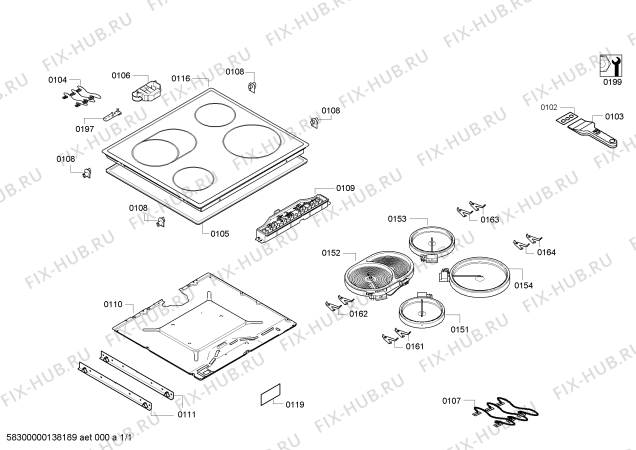 Схема №1 PKB645E14 с изображением Модуль управления для плиты (духовки) Bosch 00673796