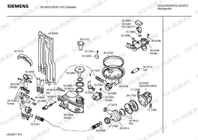 Взрыв-схема посудомоечной машины Siemens SE24031GB - Схема узла 04