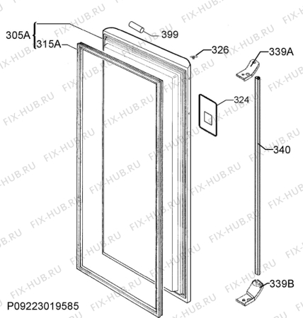 Схема №7 A82700GNW0 с изображением Дверь для холодильника Aeg 140043263361