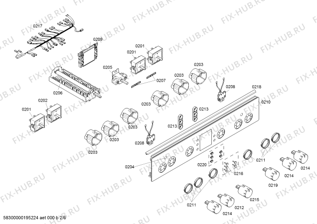 Взрыв-схема плиты (духовки) Bosch HCA744351R - Схема узла 02