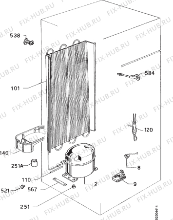 Взрыв-схема холодильника Zanussi ZFD50/17RAL - Схема узла Cooling system 017