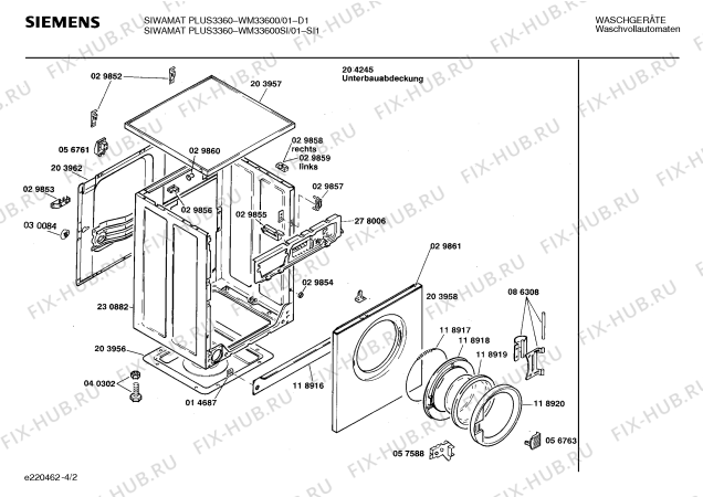 Взрыв-схема стиральной машины Siemens WM33600SI SIWAMAT PLUS 3360 - Схема узла 02
