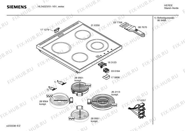 Схема №4 HL54223 с изображением Стеклокерамика для плиты (духовки) Siemens 00216350