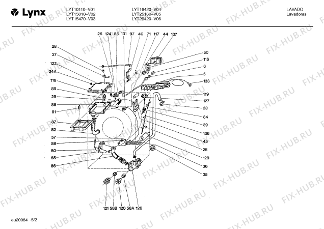 Взрыв-схема стиральной машины Lynx LYT26420 - Схема узла 02