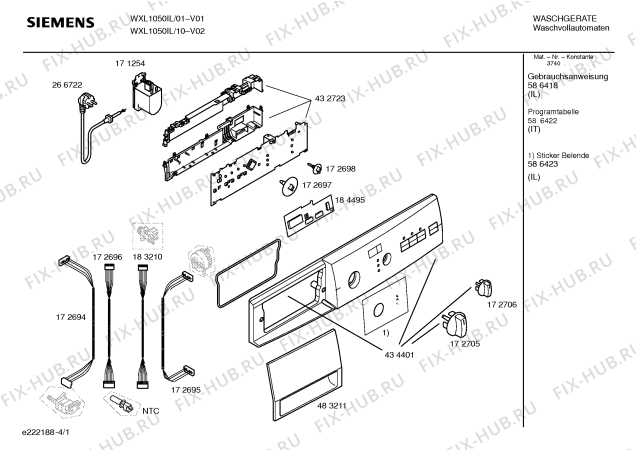 Схема №3 WXL1050IL SIWAMAT XL 1050 с изображением Ручка для стиралки Siemens 00483211