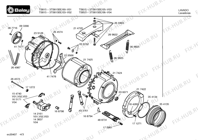 Схема №3 3TS834BE TS834 с изображением Инструкция по эксплуатации для стиральной машины Bosch 00529443