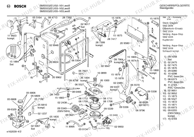 Схема №2 SMS5532EU с изображением Панель для электропосудомоечной машины Bosch 00289263