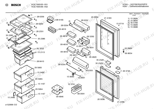 Схема №1 KGE7006 с изображением Передняя панель для холодильника Bosch 00352149