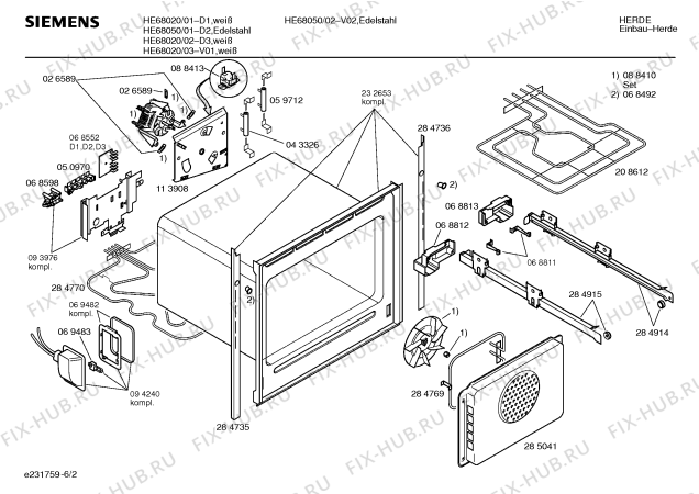 Схема №3 HE68020 с изображением Инструкция по эксплуатации для духового шкафа Siemens 00516550