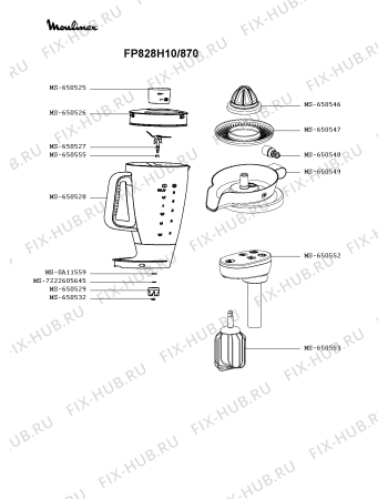 Взрыв-схема кухонного комбайна Moulinex FP828H10/870 - Схема узла KP005380.4P3