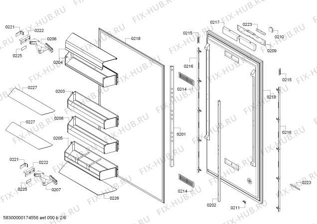 Взрыв-схема холодильника Gaggenau RC472301 - Схема узла 02