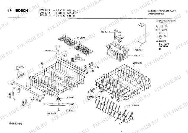 Взрыв-схема посудомоечной машины Bosch 0730301588 SMI631241 - Схема узла 06