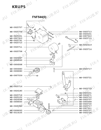 Взрыв-схема кофеварки (кофемашины) Krups FNF544(0) - Схема узла RP002591.1P4