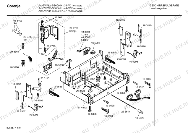 Взрыв-схема посудомоечной машины Gorenje SE6GNH1 GVI782 - Схема узла 05