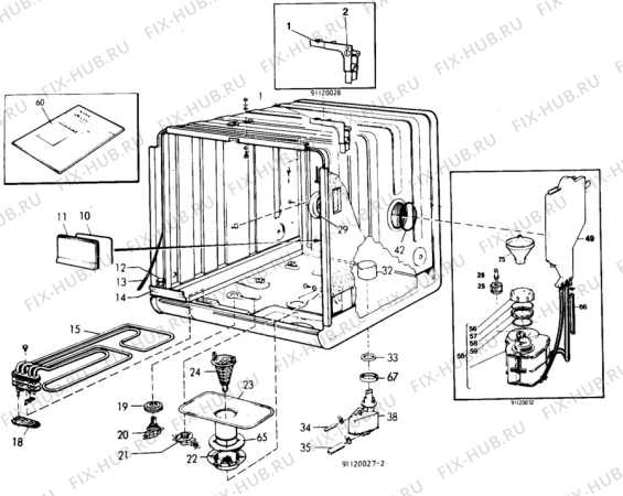 Взрыв-схема посудомоечной машины Atlas AOI8910 - Схема узла W10 Housing A