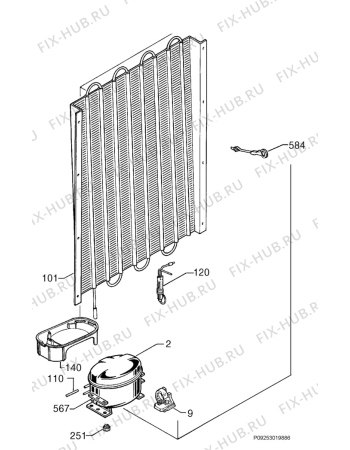 Взрыв-схема холодильника Rex Electrolux FP259/2TA+ - Схема узла Cooling system 017