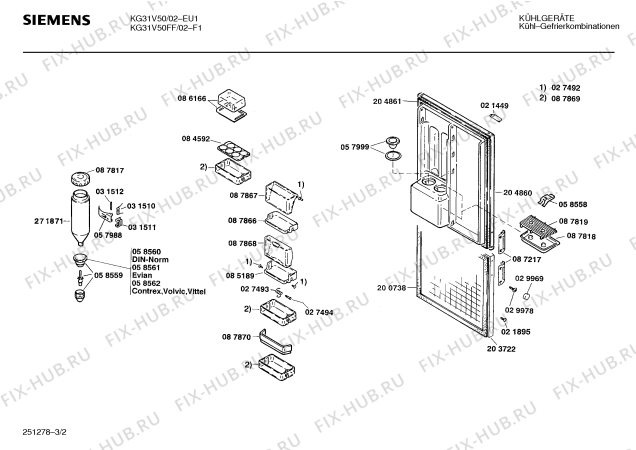 Схема №3 KG31V50FF с изображением Панель для холодильника Siemens 00273259