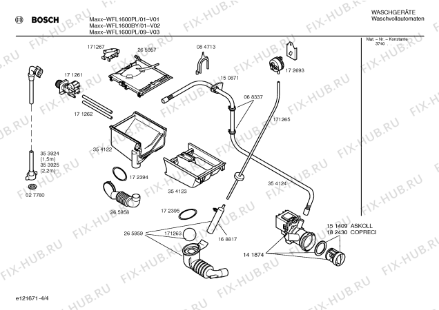 Схема №1 WFL1600PL WFL1600 с изображением Таблица программ для стиральной машины Bosch 00523908
