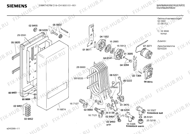 Схема №1 DH1AW18AA DHO18 с изображением Нагревательный элемент для водонагревателя Siemens 00286660
