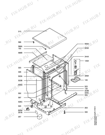 Взрыв-схема посудомоечной машины Aeg FAV4051 W - Схема узла Cabinet, furniture, door