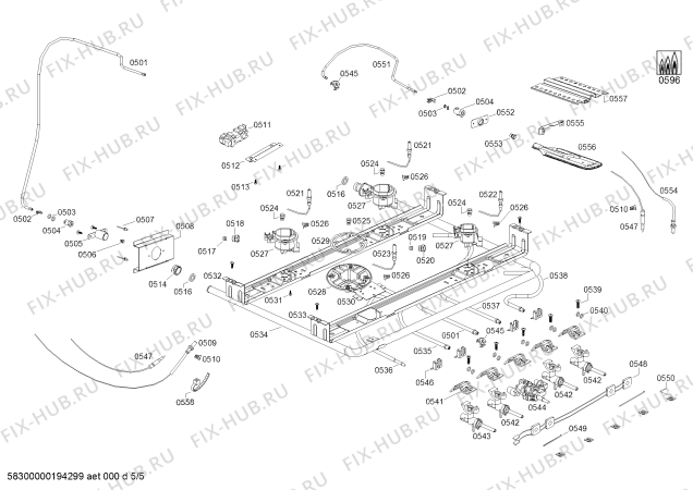 Взрыв-схема плиты (духовки) Bosch HSG45I30SE HSG45I30SE Cocina a gas Bosch Inox - Схема узла 05