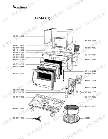 Взрыв-схема микроволновой печи Moulinex AY54AX(2) - Схема узла BP002078.3P1