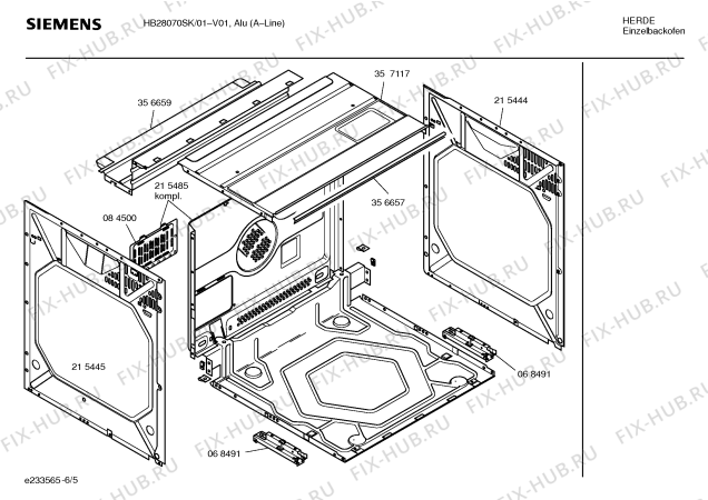 Взрыв-схема плиты (духовки) Siemens HB28070SK - Схема узла 05