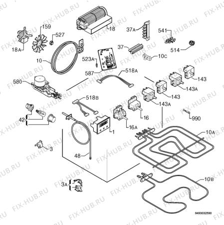 Взрыв-схема плиты (духовки) Privileg 383287_60473 - Схема узла Electrical equipment 268