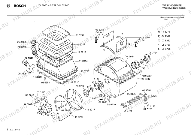 Взрыв-схема стиральной машины Bosch 0722044623 V3000 - Схема узла 03