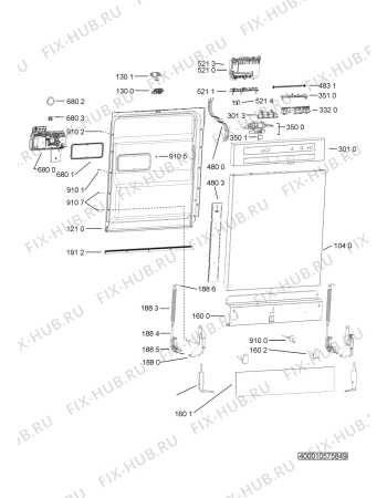 Схема №3 ADPU 7453 WH с изображением Обшивка для посудомойки Whirlpool 481010487926