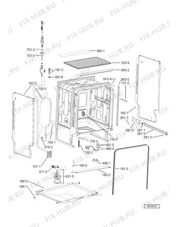 Взрыв-схема посудомоечной машины Whirlpool ADG 7530 AV - Схема узла