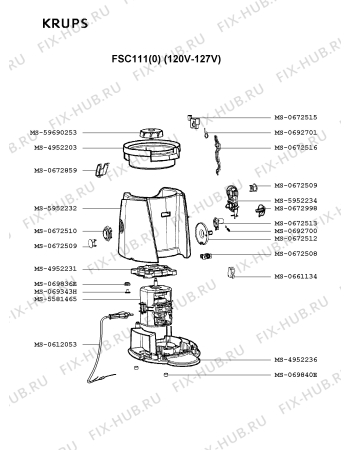 Взрыв-схема соковыжималки Krups FSC111(0) - Схема узла EP002413.4P2
